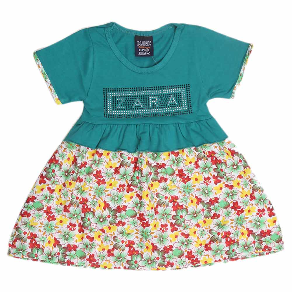 Girls Half Sleeve Fancy Frock - See green - test-store-for-chase-value