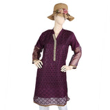 Women's Fancy Embroidered Kurti - Purple, Women's Fashion, Chase Value, Chase Value