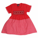 Girls Half Sleeve Fancy Frock - Red - test-store-for-chase-value