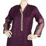 Women's Fancy Embroidered Kurti - Purple, Women's Fashion, Chase Value, Chase Value