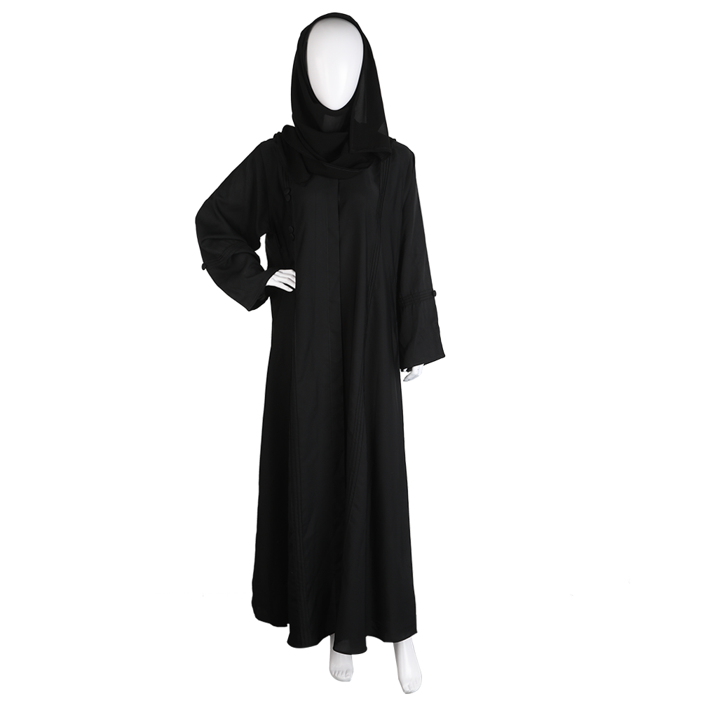 Women's Front Open Abaya - Black, Women Abayas, Chase Value, Chase Value