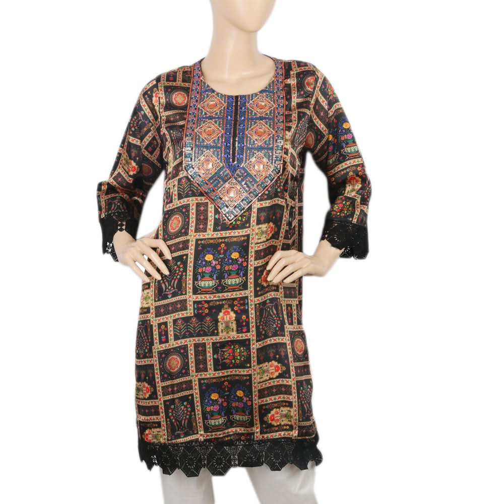Women's Digital Printed Kurti - Black, Women, Ready Kurtis, Chase Value, Chase Value