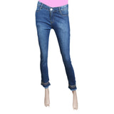 Women's Denim Pant With Emb - Mid-Blue, Women, Pants & Tights, Chase Value, Chase Value