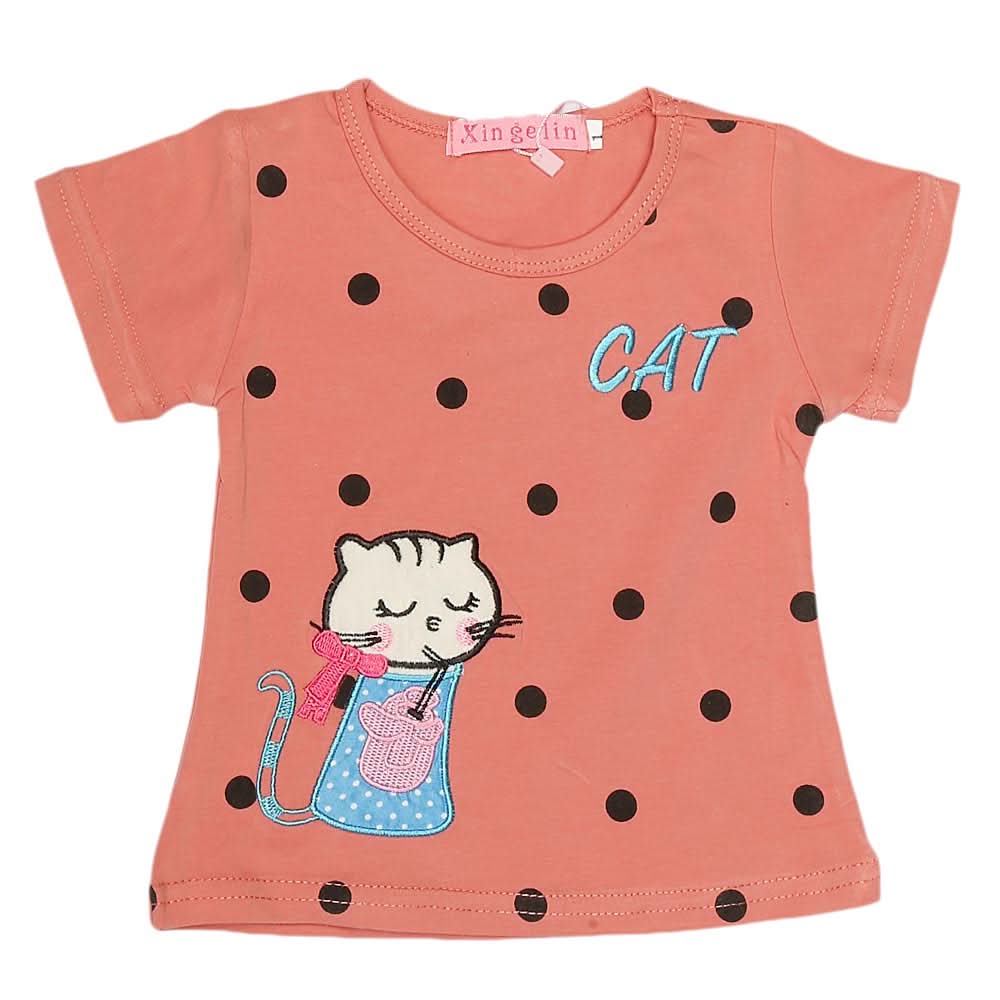 Newborn Girls T-Shirt - Peach, Kids, NB Girls T-Shirts, Chase Value, Chase Value