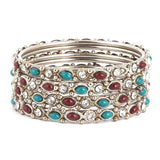 Girl's Fancy Bangles 4 Pcs - Silver - Multi - test-store-for-chase-value