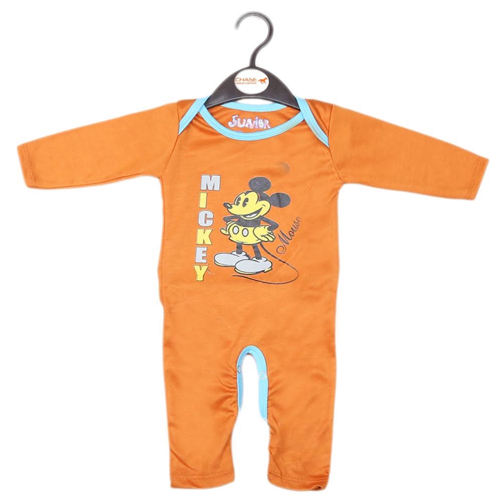 Newborn Boys Full Sleeves Romper - Brown, Kids, NB Boys Rompers, Chase Value, Chase Value
