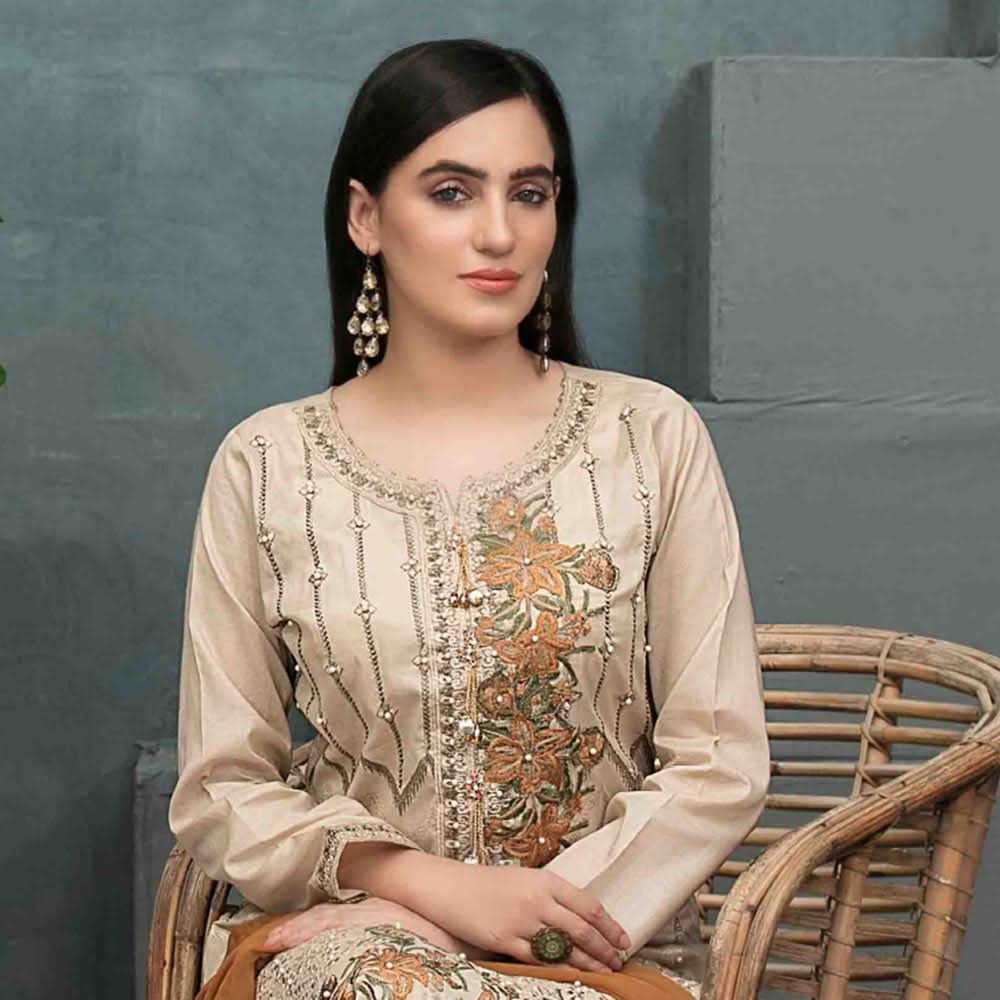 DELIA Boring Embroidered 3 Pcs Semi-Stitched Suit - 1245, Women, 3Pcs Shalwar Suit, Tawakkal Fabrics, Chase Value