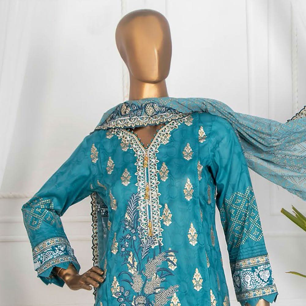 Dynamic Table Print With Embroidered 3 Pcs Un-Stitched Suit - 8933, Women, 3Pcs Shalwar Suit, Tawakkal Fabrics, Chase Value
