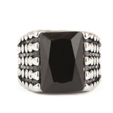 Men's Fancy Stone Ring - Black - test-store-for-chase-value