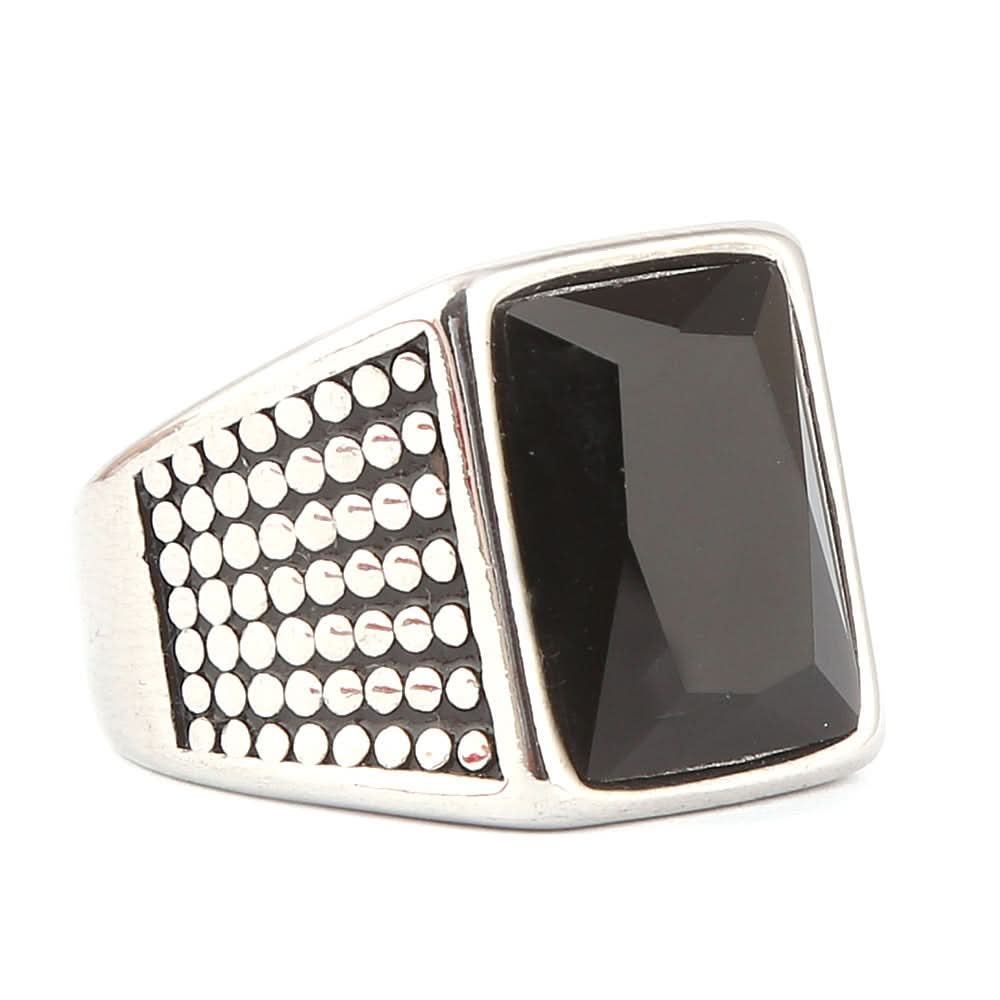 Men's Fancy Stone Ring - Black - test-store-for-chase-value