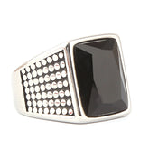 Men's Fancy Stone Ring - Black - test-store-for-chase-value