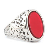 Men's Fancy Stone Ring - Red - test-store-for-chase-value