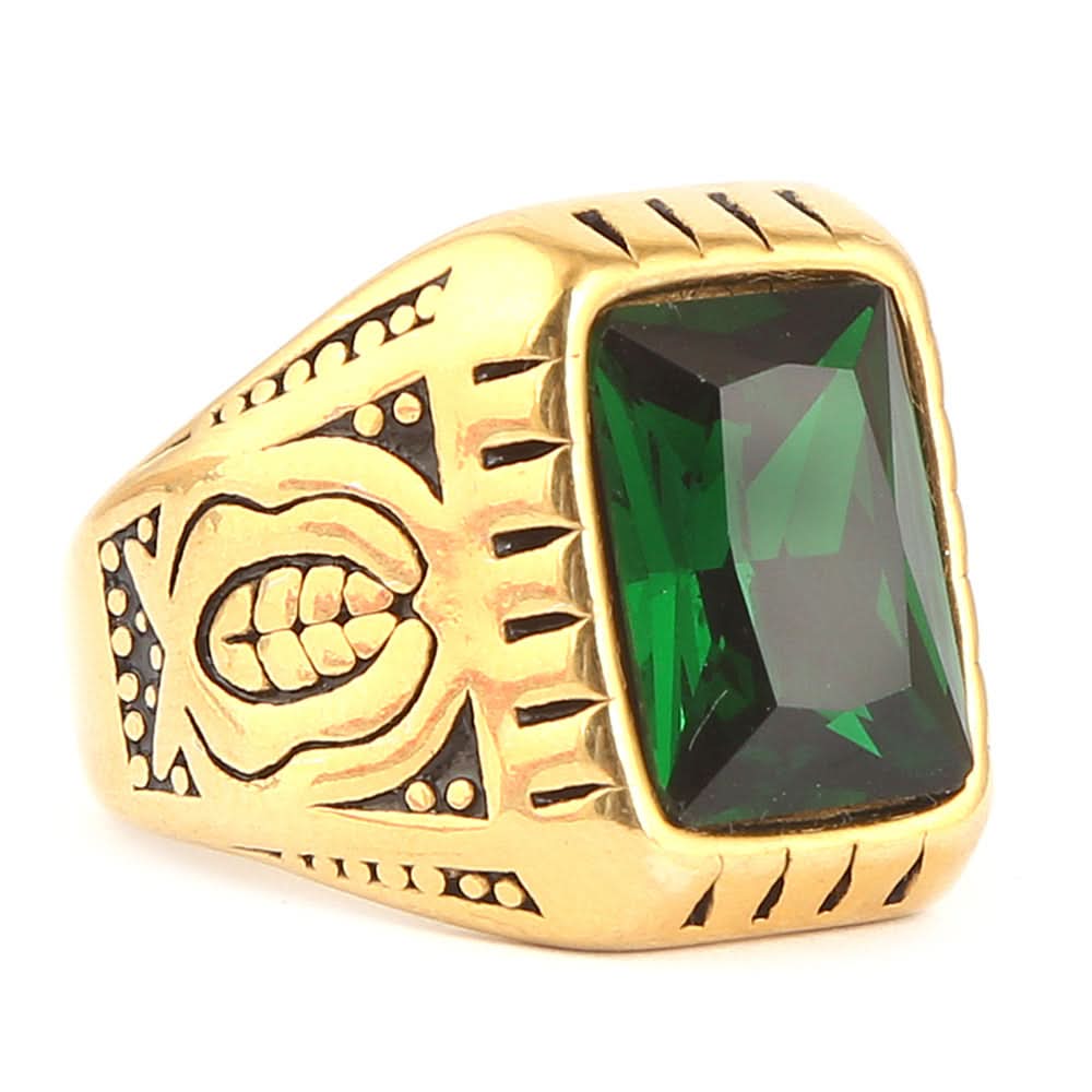 Men's Fancy Stone Ring - Green - test-store-for-chase-value