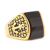Men's Fancy Stone Ring - Black - test-store-for-chase-value