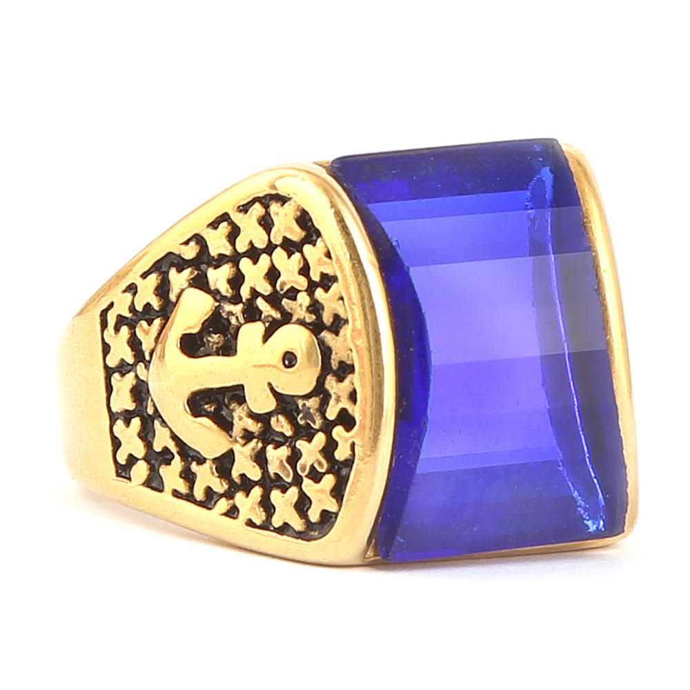 Men's Fancy Stone Ring - Blue - test-store-for-chase-value