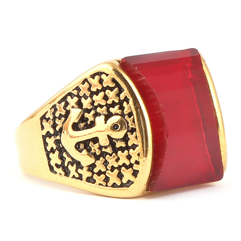 Men's Fancy Stone Ring - Red - test-store-for-chase-value