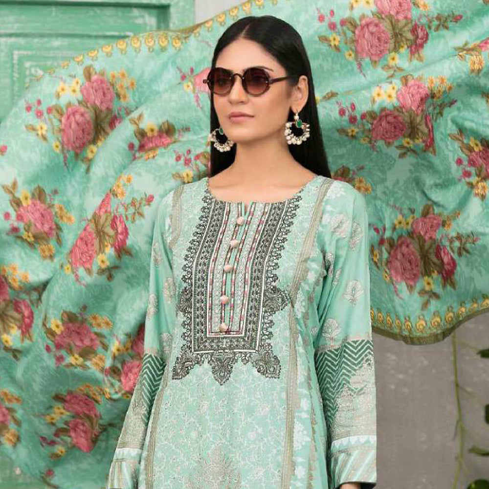 Tawakkal MOOREA Linen Printed unstitched 3pc Embroidered Suit, Women, 3Pcs Shalwar Suit, Tawakkal Fabrics, Chase Value