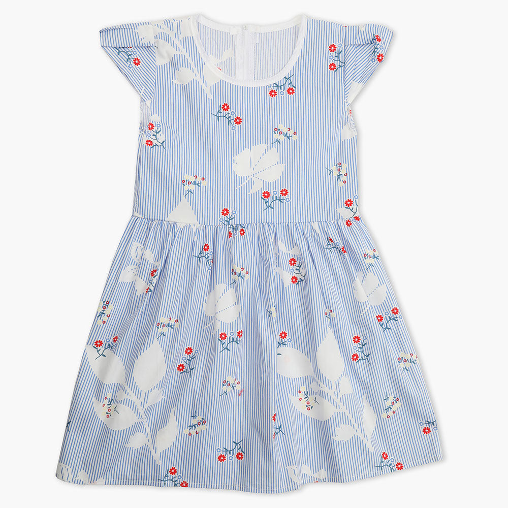 Girl's Cotton Frock - Blue, Girls Frocks, Chase Value, Chase Value