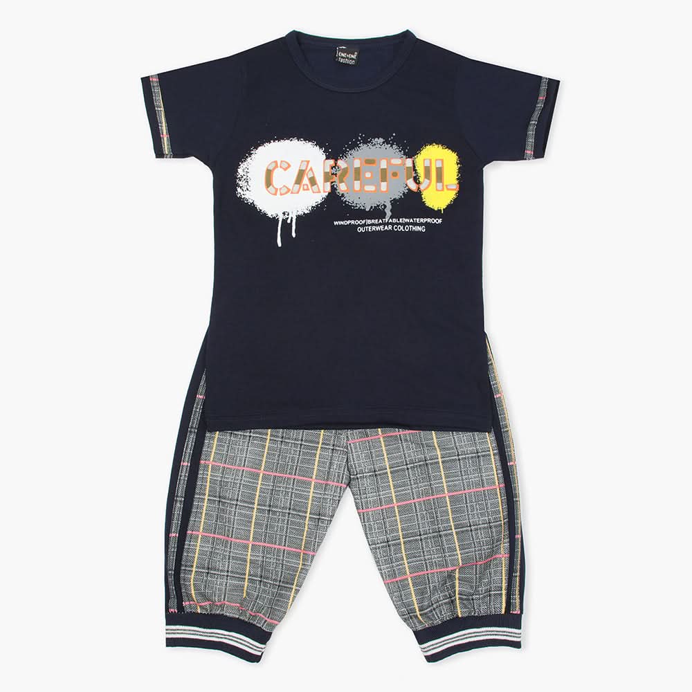 Boys Half Sleeves Suit - Navy Blue, Boys Sets & Suits, Chase Value, Chase Value