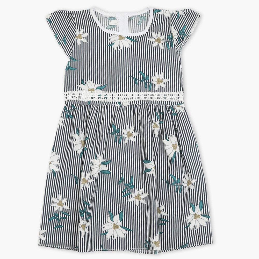 Girl's Cotton Frock - Navy Blue, Girls Frocks, Chase Value, Chase Value