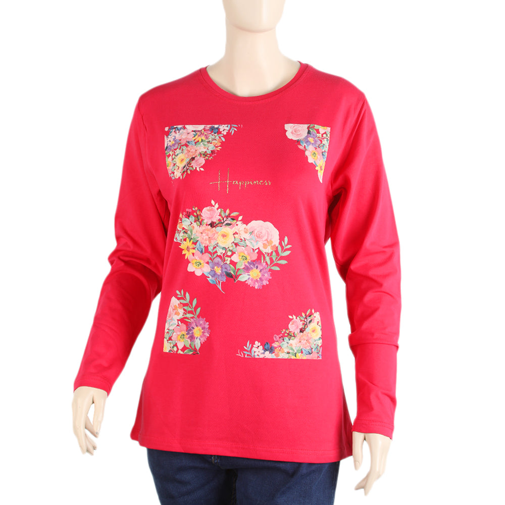 Women's Full Sleeves T-Shirt - Dark Pink, Women T-Shirts & Tops, Chase Value, Chase Value