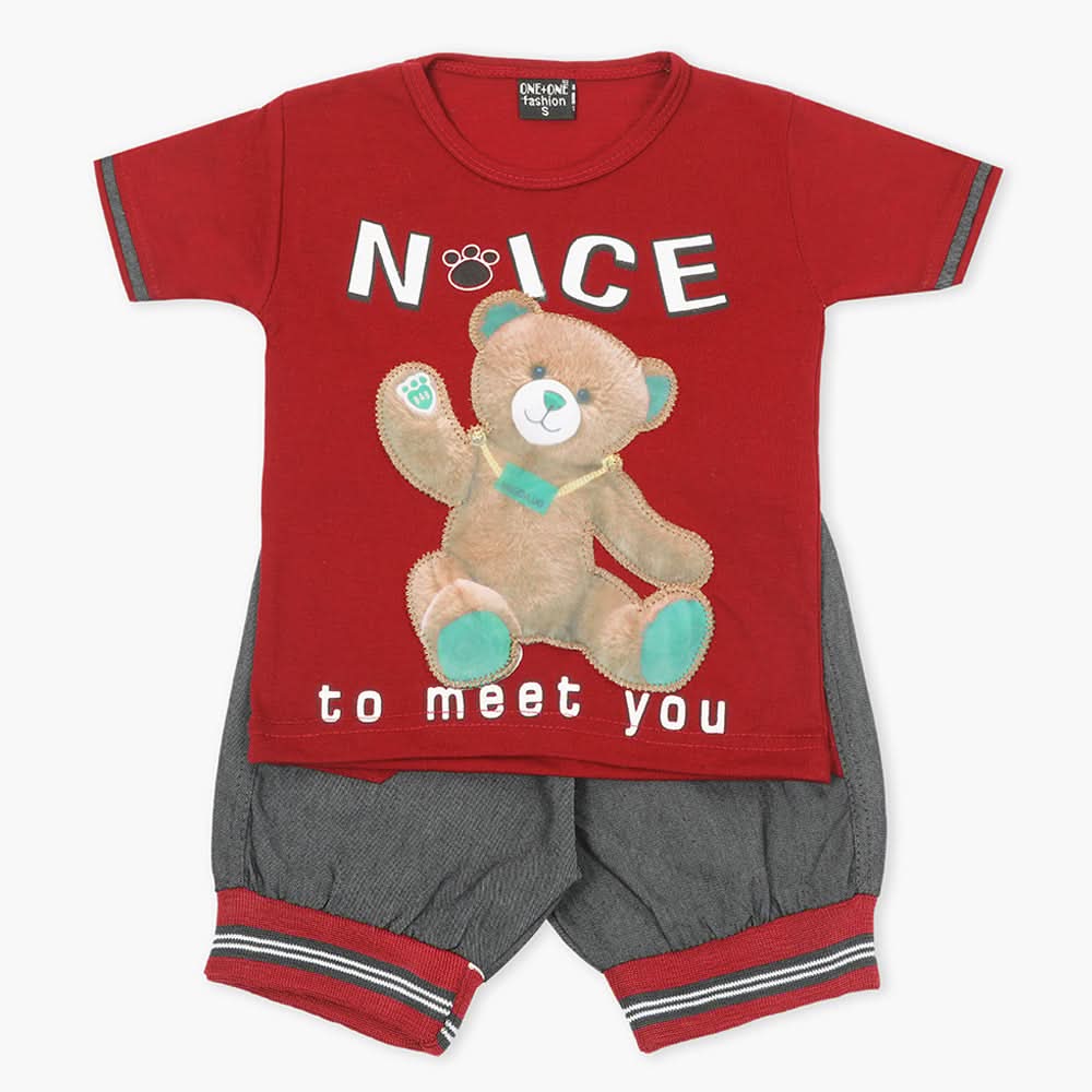 Boys Half Sleeves Suit - Maroon, Boys Sets & Suits, Chase Value, Chase Value