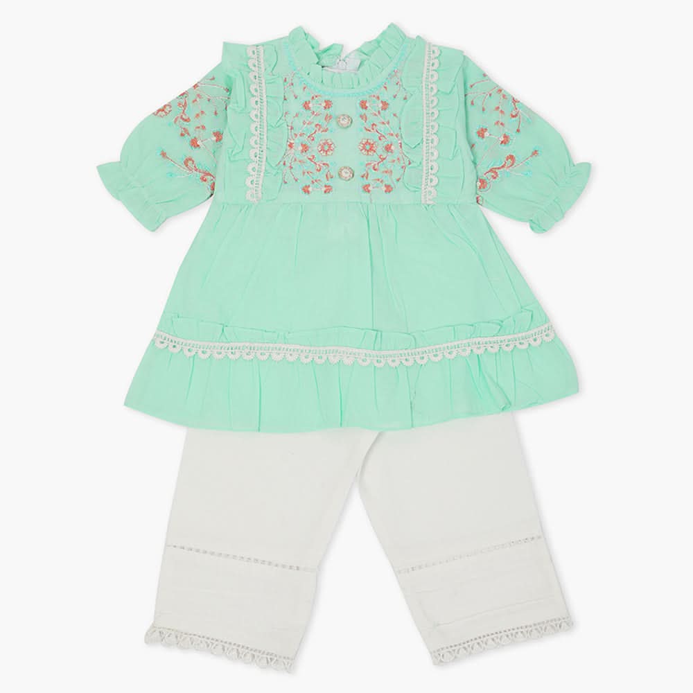 Newborn Girls Shalwar Suit - Cyan, Newborn Girls Shalwar Suits, Chase Value, Chase Value