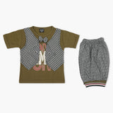 Boys Half Sleeves Suit - Olive Green, Boys Sets & Suits, Chase Value, Chase Value