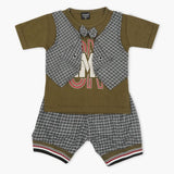 Boys Half Sleeves Suit - Olive Green, Boys Sets & Suits, Chase Value, Chase Value