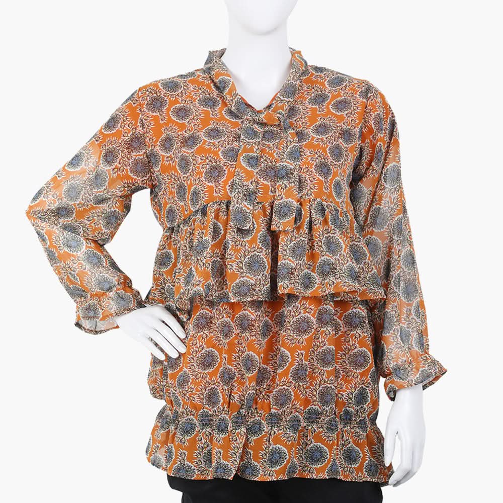 Women's Printed Western Top - Mustard, Women T-Shirts & Tops, Chase Value, Chase Value
