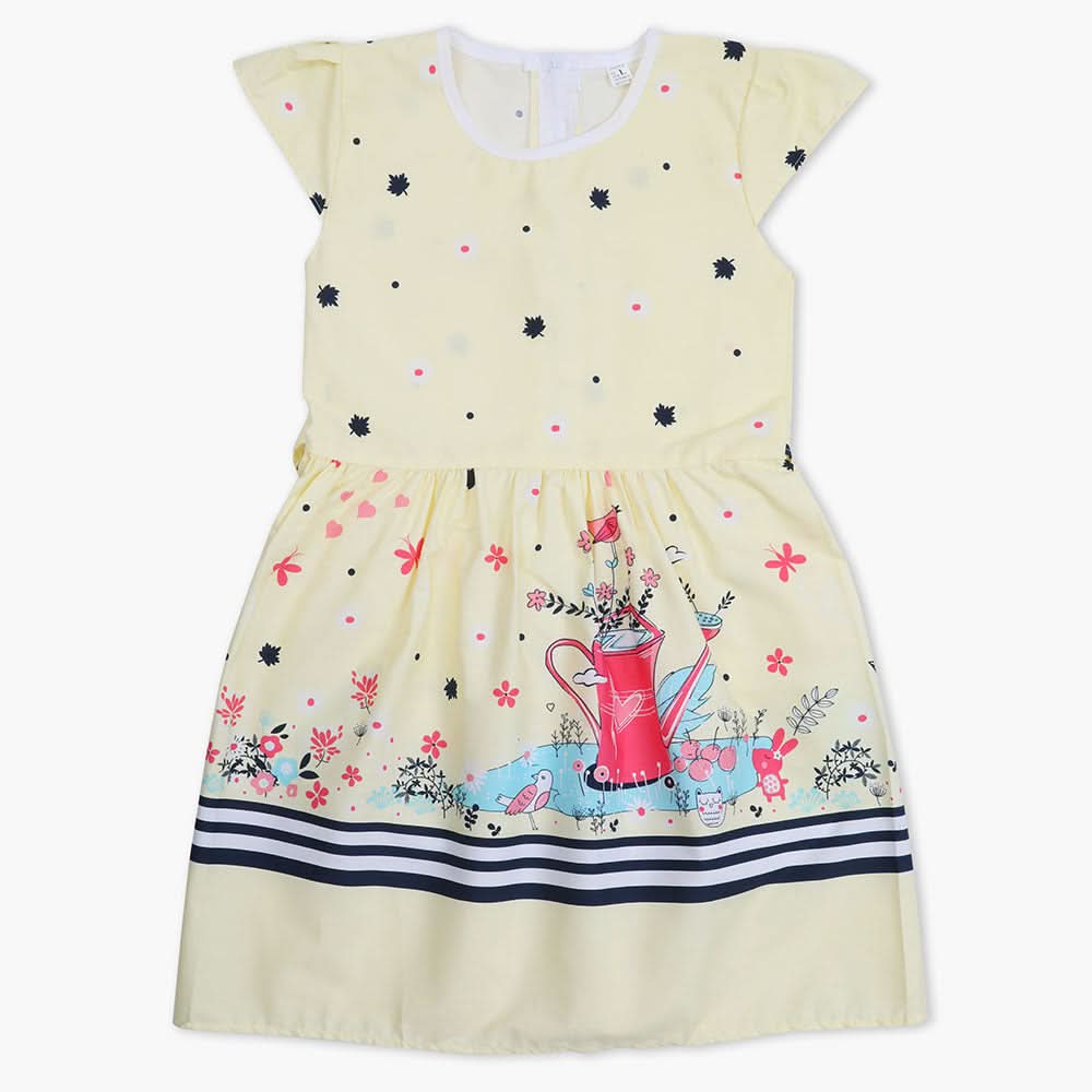 Girl's Cotton Frock - Lemon, Girls Frocks, Chase Value, Chase Value