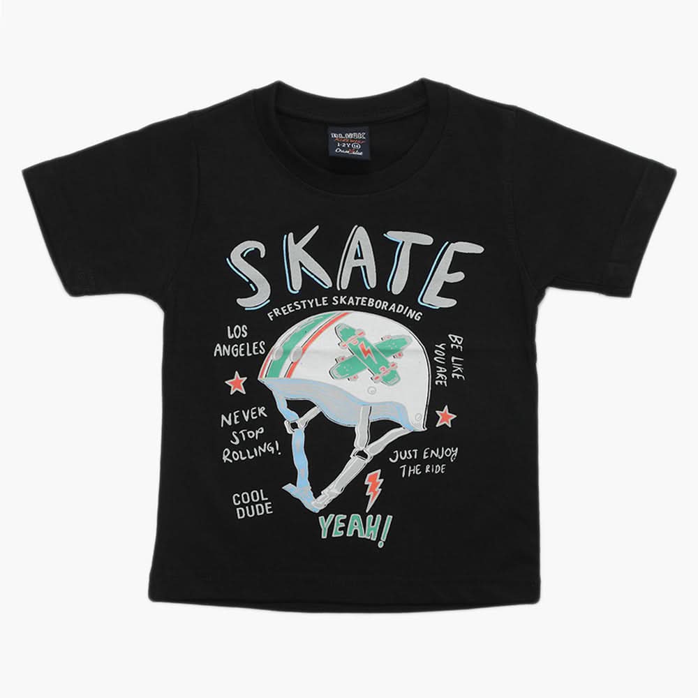 Boys Half Sleeves T-Shirt - Black, Boys T-Shirts, Chase Value, Chase Value