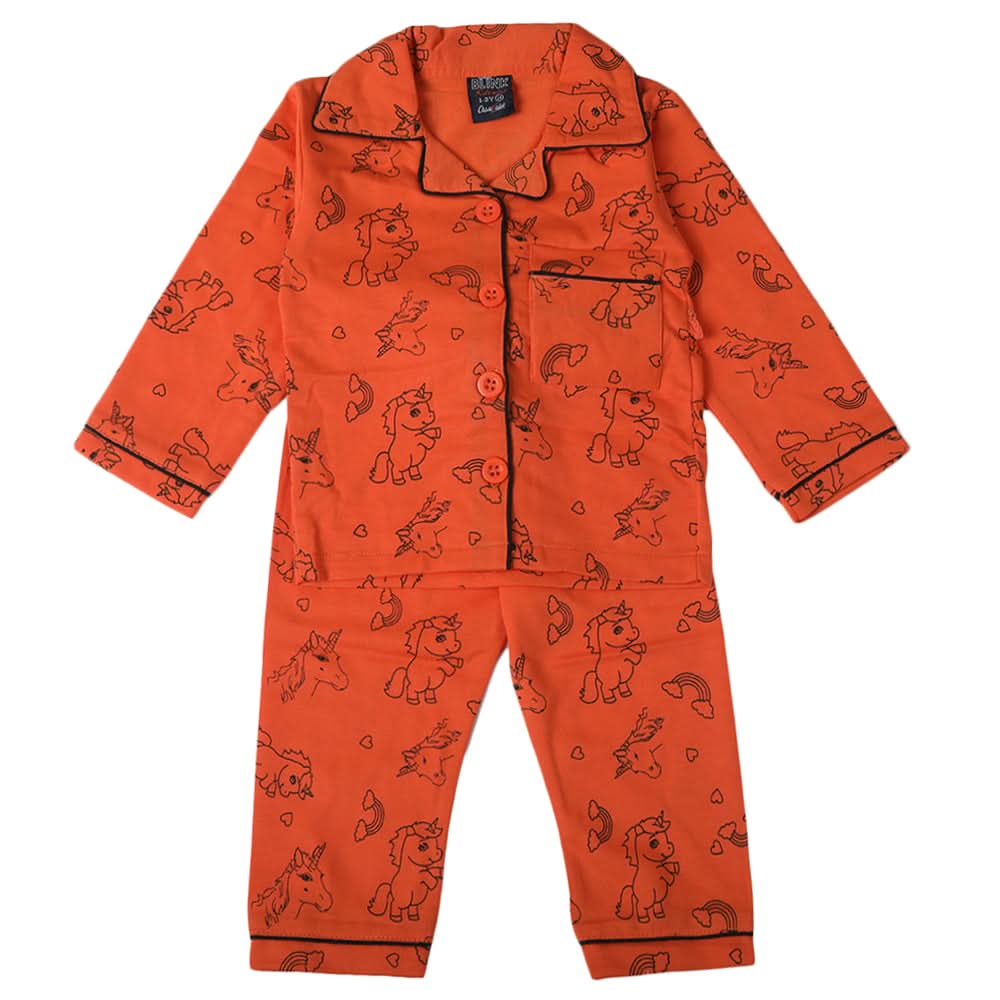 Girls Full Sleeves Night Suit - Peach, Girls Suits, Chase Value, Chase Value