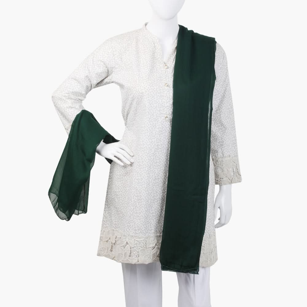 Women's Plain Chiffon Dupatta - Dark Green, Women Dupatta, Chase Value, Chase Value
