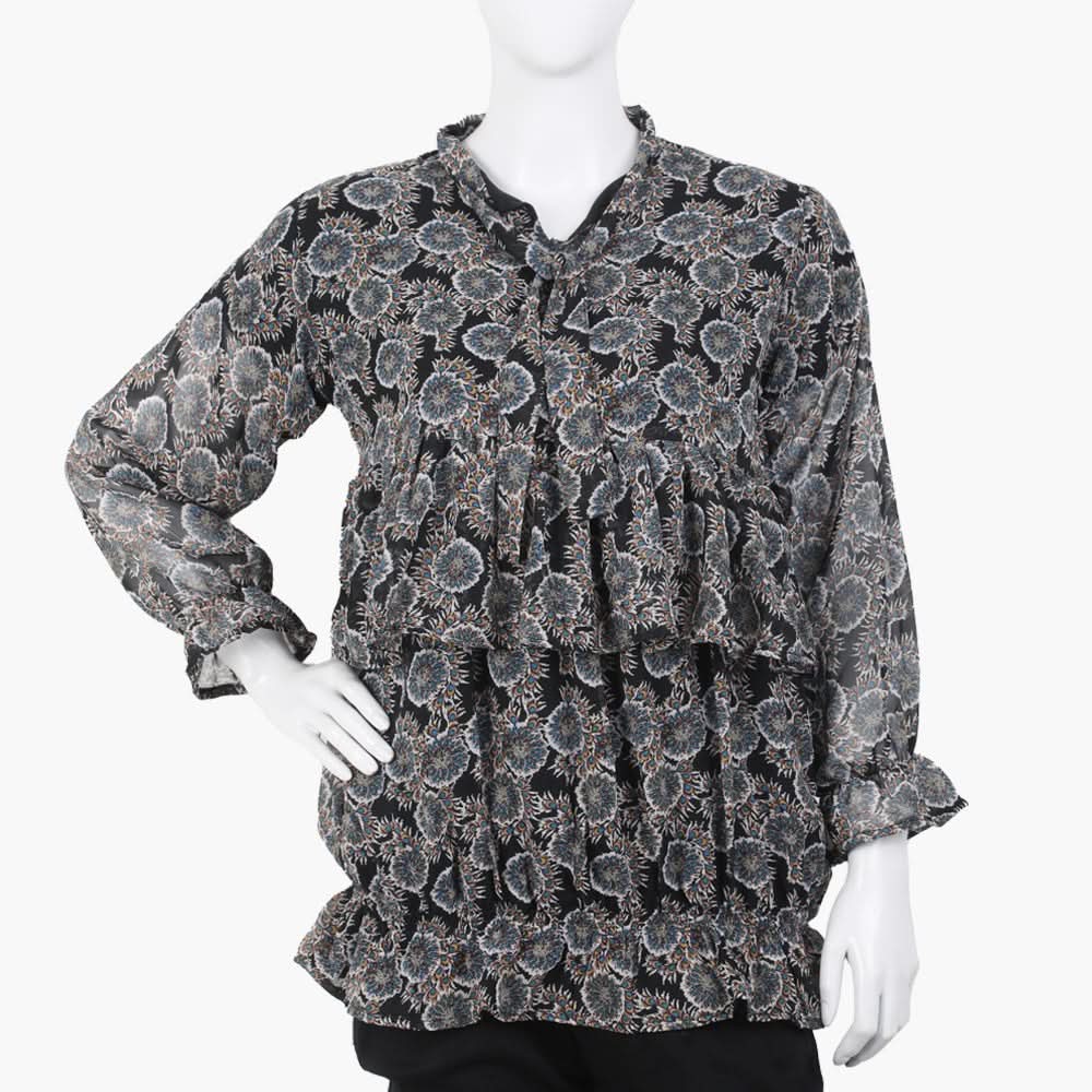 Women's Printed Western Top - Black, Women T-Shirts & Tops, Chase Value, Chase Value