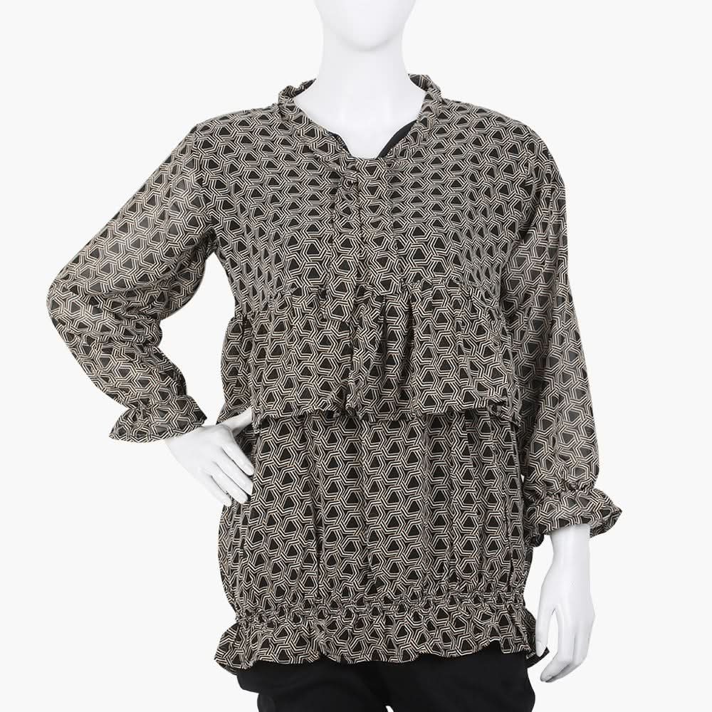 Women's Printed Western Top - Black, Women T-Shirts & Tops, Chase Value, Chase Value