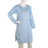 Women's Kurti With Lace - Sky Blue, Women Ready Kurtis, Chase Value, Chase Value