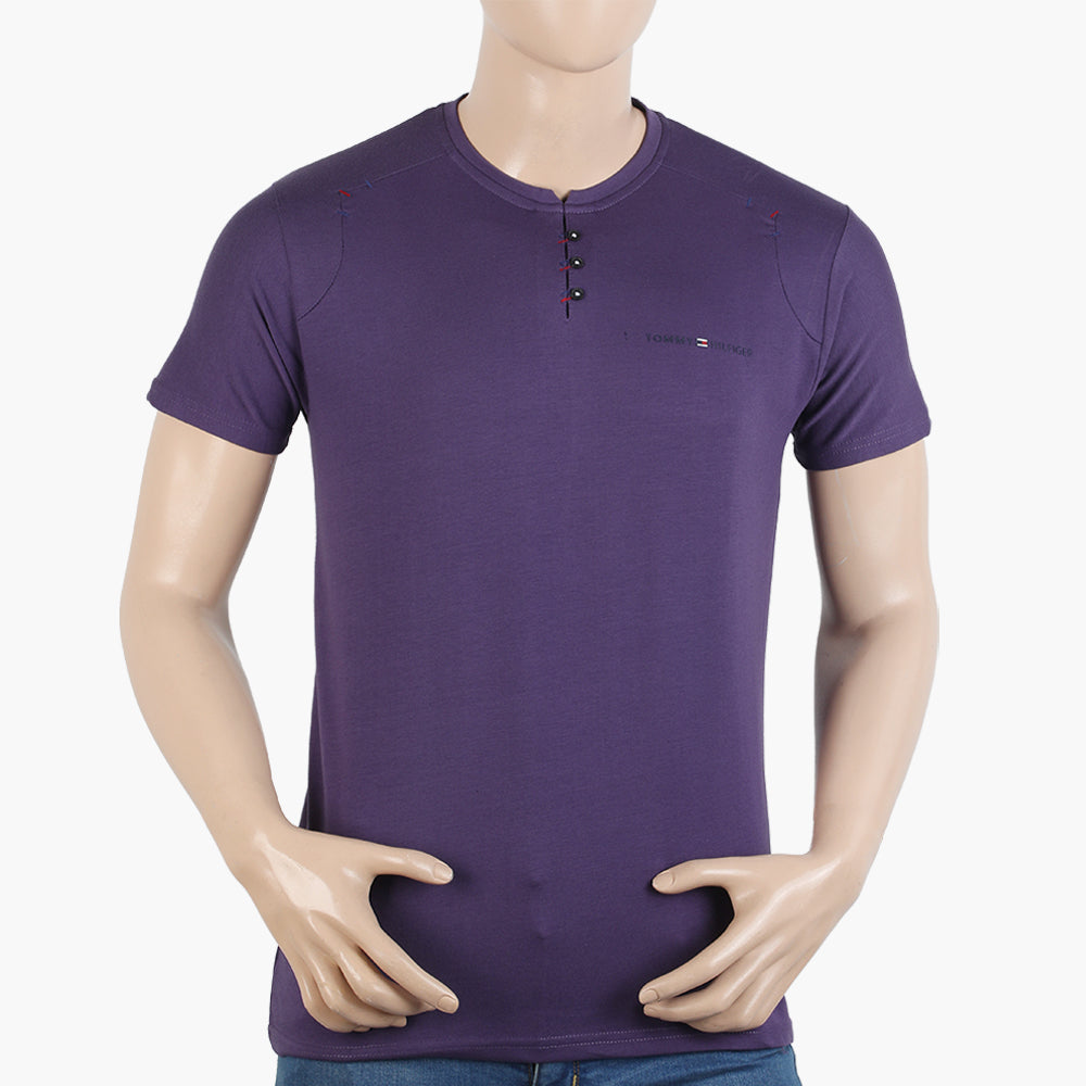 Men's Half Sleeves Round Neck T-Shirt - Purple, Men's T-Shirts & Polos, Chase Value, Chase Value