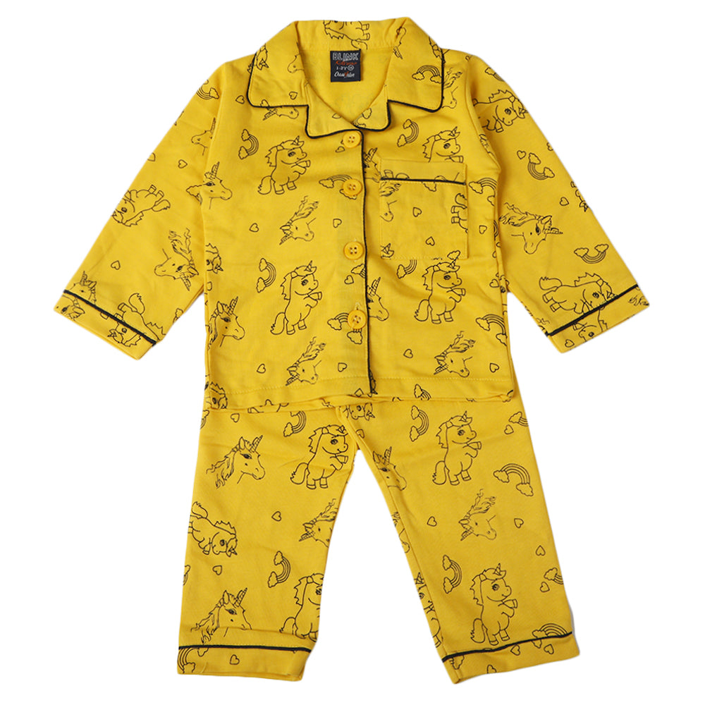 Girls Full Sleeves Night Suit - Mustard, Girls Suits, Chase Value, Chase Value