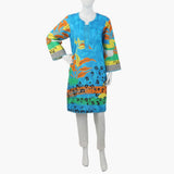 Women's Digital Printed Kurti - Blue, Women Ready Kurtis, Chase Value, Chase Value