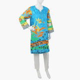 Women's Digital Printed Kurti - Blue, Women Ready Kurtis, Chase Value, Chase Value