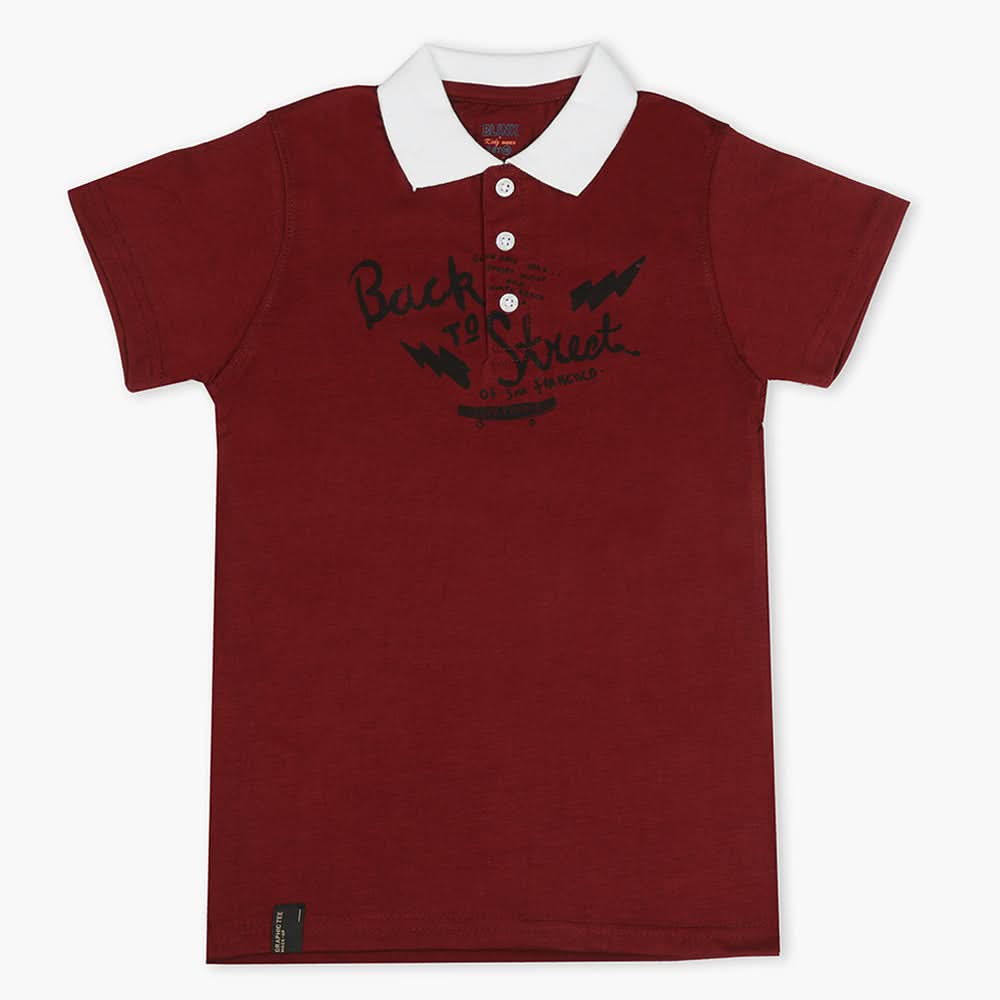 Boys Half Sleeves Polo T-Shirt - Maroon, Boys T-Shirts, Chase Value, Chase Value