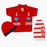 Newborn Boys Half Sleeves Suit - Red, Newborn Boys Sets & Suits, Chase Value, Chase Value