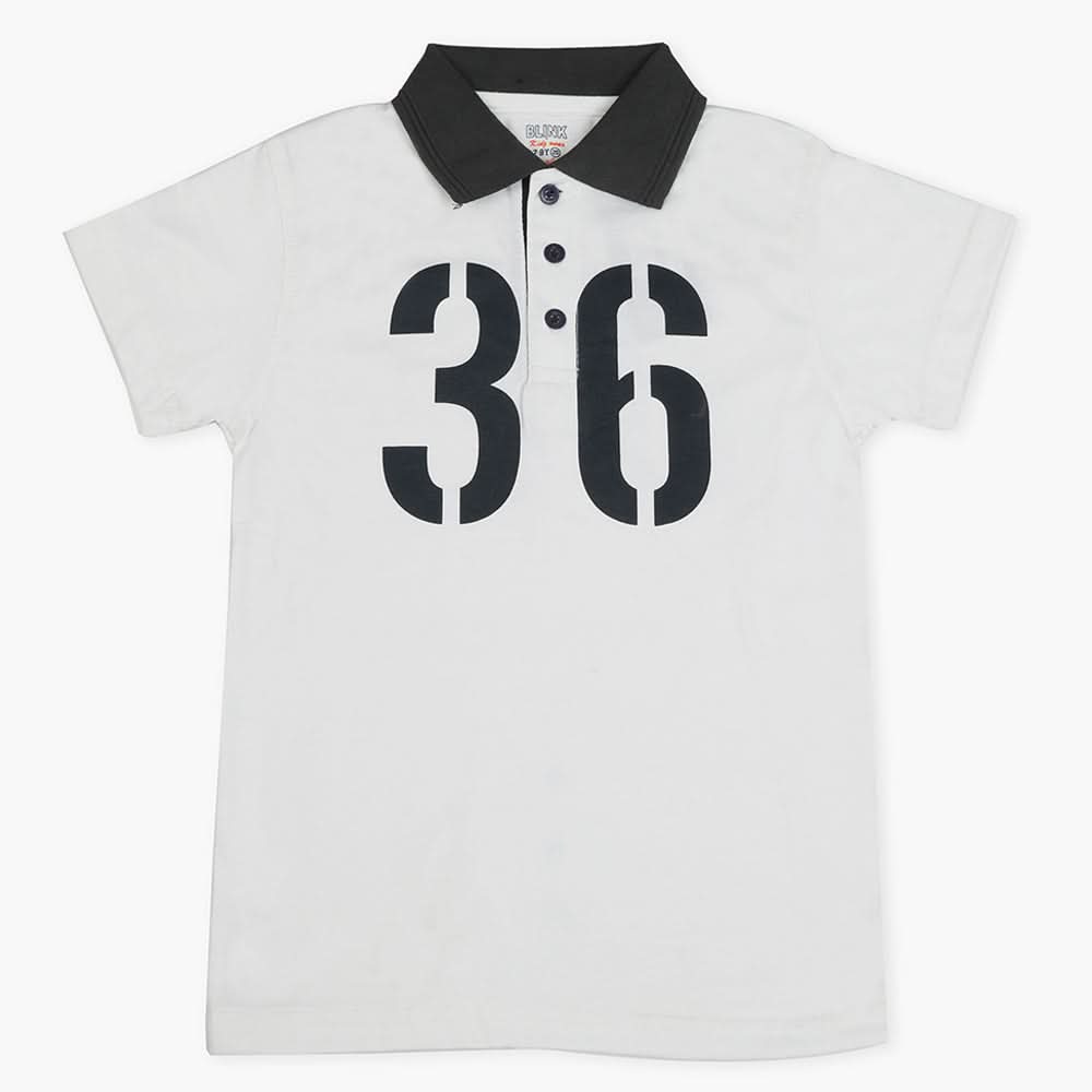 Boys Half Sleeves Polo T-Shirt - White, Boys T-Shirts, Chase Value, Chase Value
