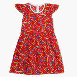 Girl's Cotton Frock - Red, Girls Frocks, Chase Value, Chase Value