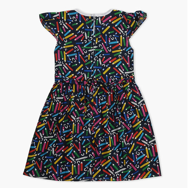 Girl's Cotton Frock - Navy Blue, Girls Frocks, Chase Value, Chase Value