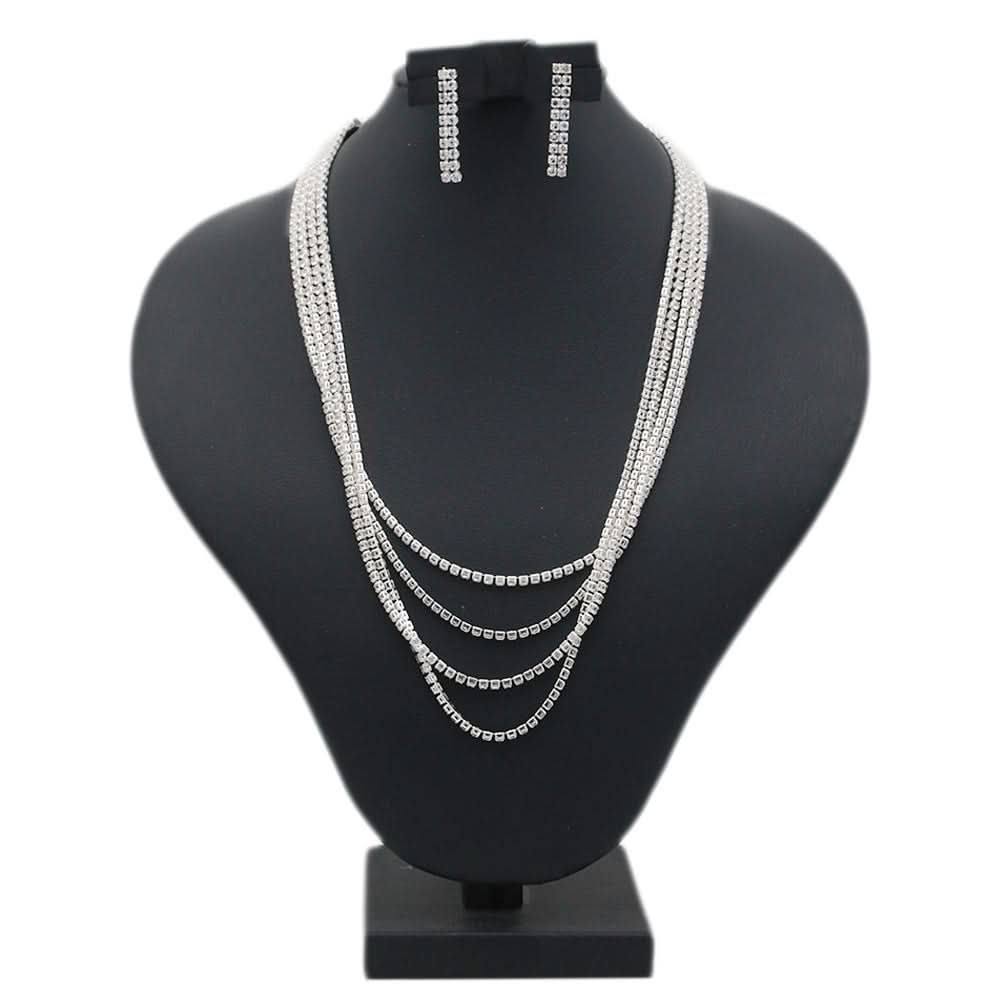 Women's Stone Mala - Silver, Women Jewellery Set, Chase Value, Chase Value