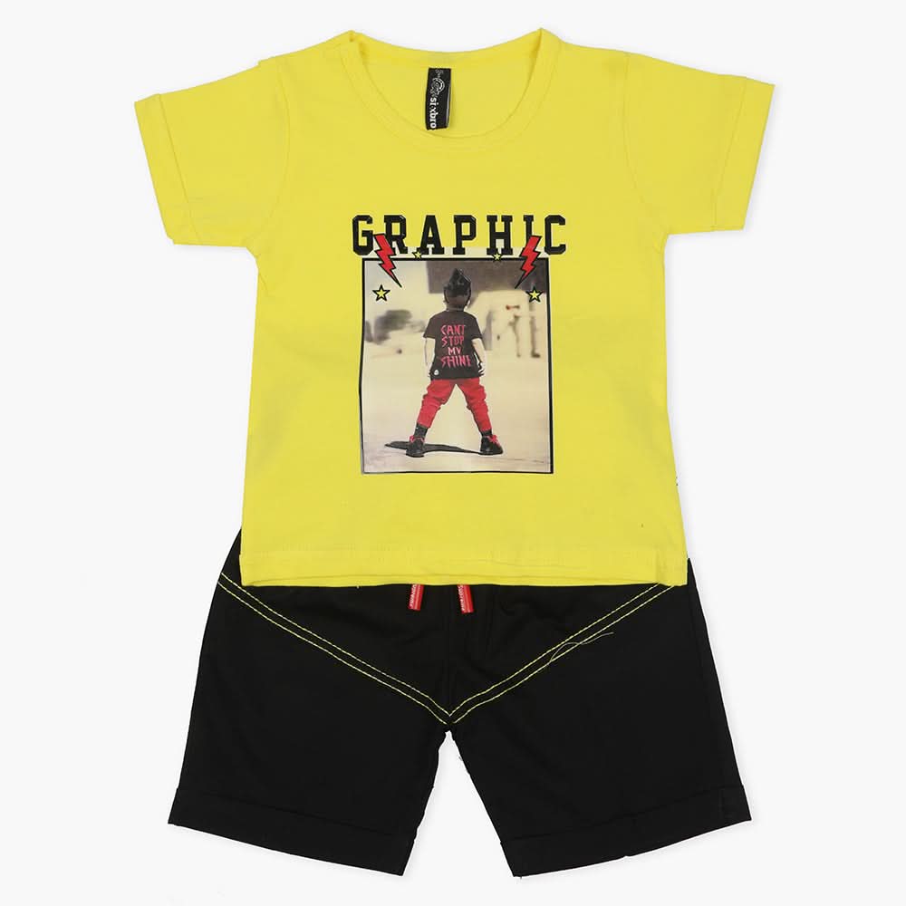 Boys Half Sleeves Short Suit - Yellow, Boys Sets & Suits, Chase Value, Chase Value