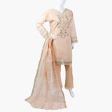 Women's Fancy 3Pcs Suit - Peach, Women Shalwar Suits, Chase Value, Chase Value