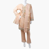 Women's Fancy 3Pcs Suit - Peach, Women Shalwar Suits, Chase Value, Chase Value